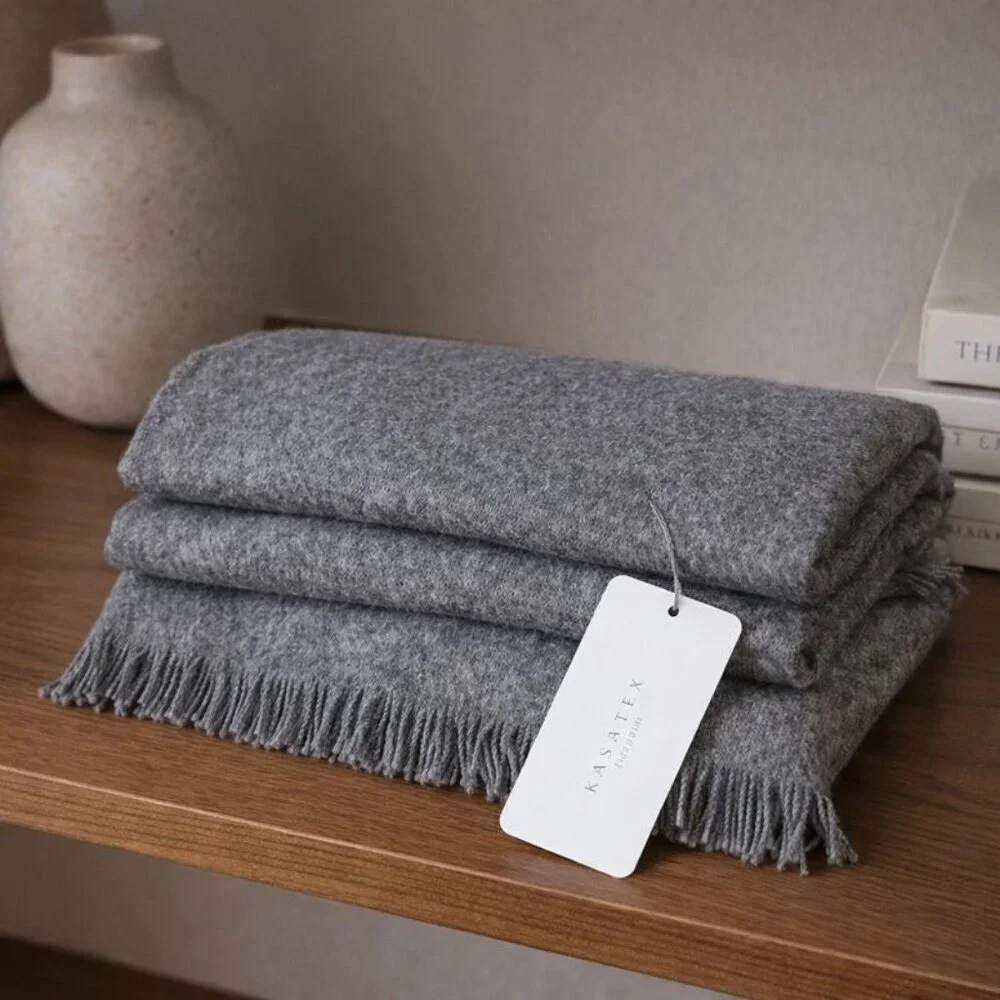Kassatex 100% Baby Alpaca Luxury Throw Blanket Made in Peru Luxe Gray NWT